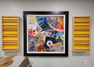 Plyboo studio sound dampening wall panels and concert poster display
