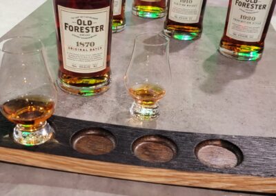 Concave tasting stave with glasses