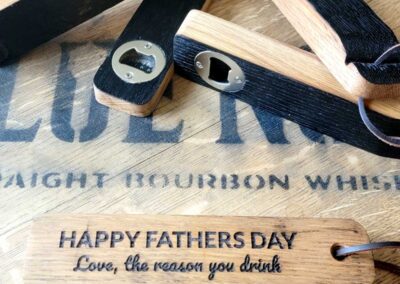Barrel stave bottle openers