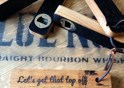 Barrel stave bottle openers