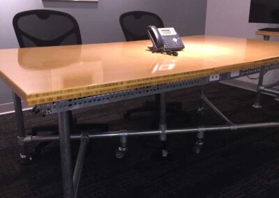 Plyboo and galvenized pipe power & data conference table