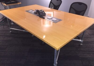 Plyboo and galvenized pipe power & data conference table