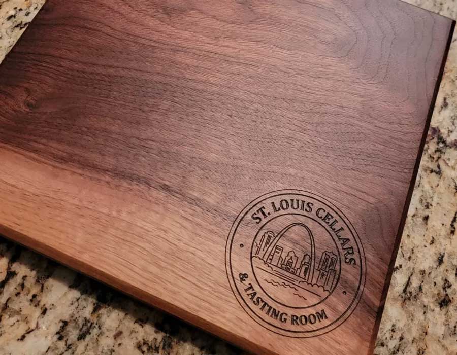 Branded walnut serving board