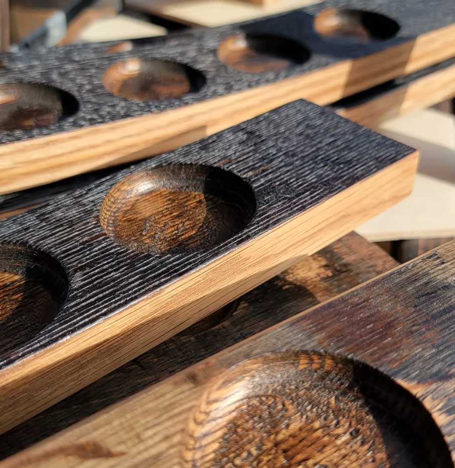 Concave tasting stave close-up Concave tasting stave close-up