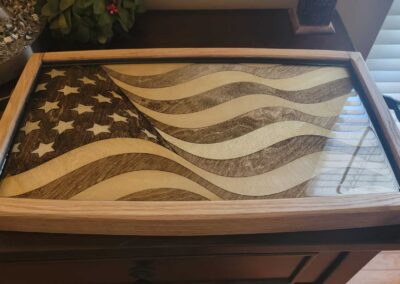 Barrel stave American flag serving tray