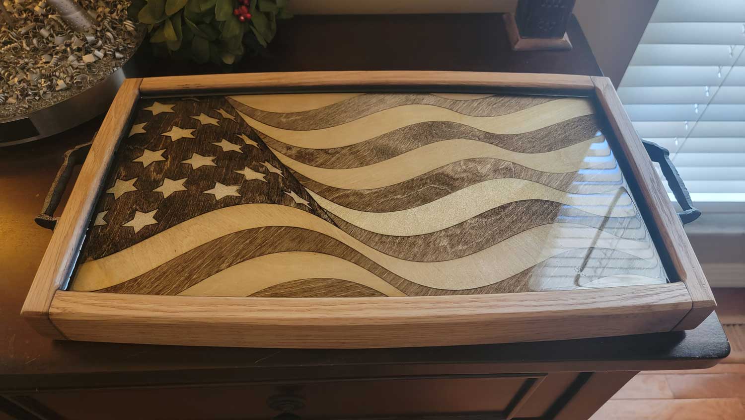 Barrel stave American flag serving tray Barrel stave American flag serving tray